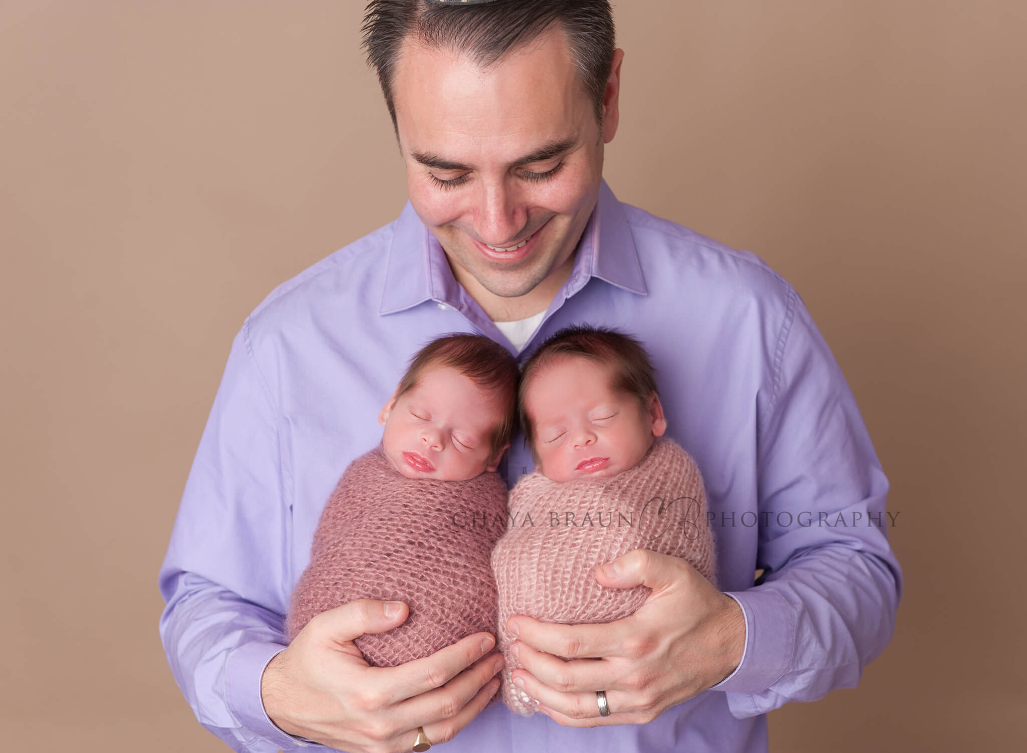 dad with twin babies in Baltimore